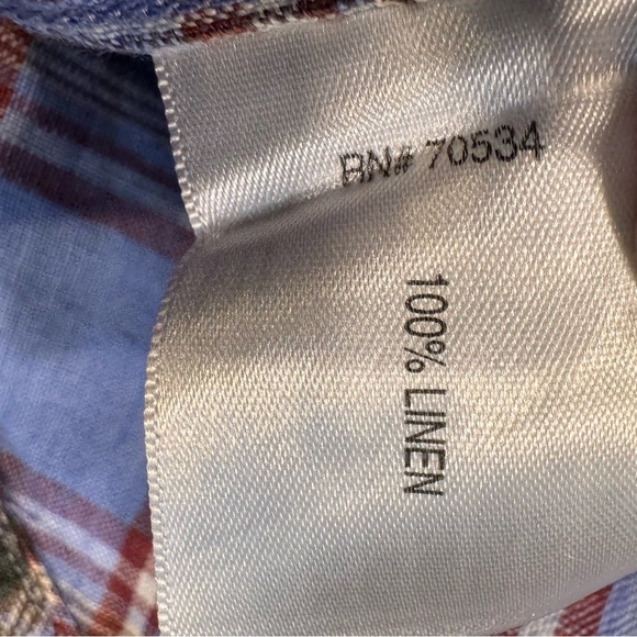 Orvis Men's 100% LINEN Button Down Shirt Short Sleeve Blue / Gray Plaid Sz L NEW - Picture 6 of 13